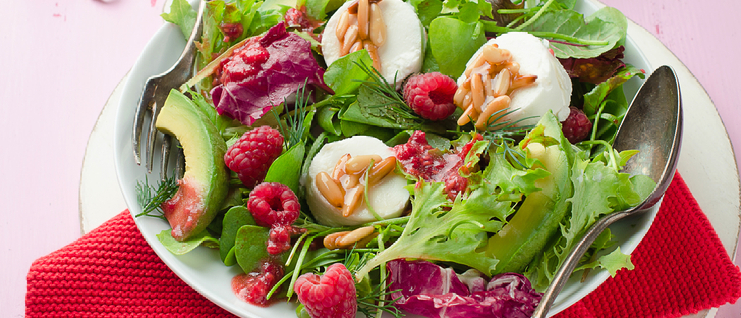Recept met salade met geitenkaas en frambozen