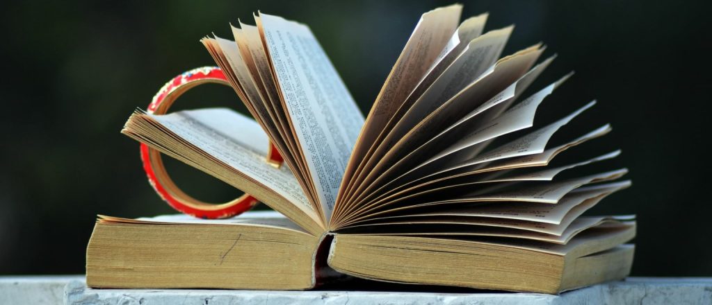 Een open boek met omgeslagen pagina's buiten