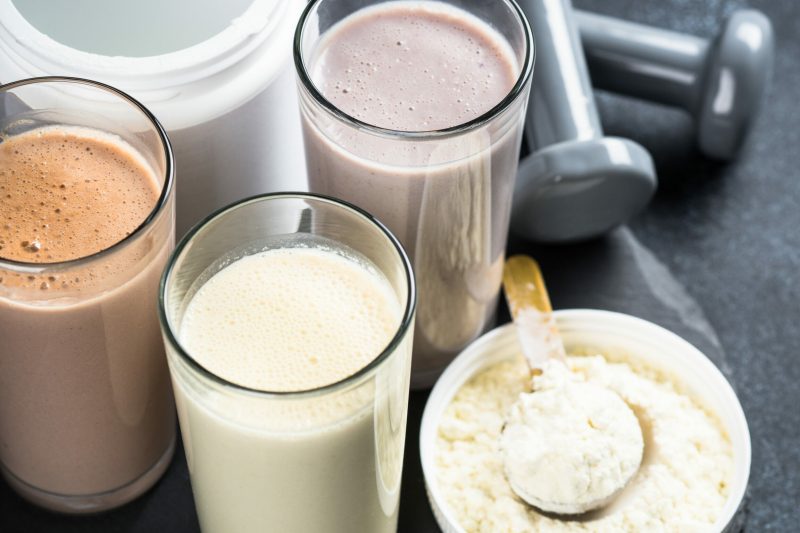 Eiwitshake drie proteine shakes kleur