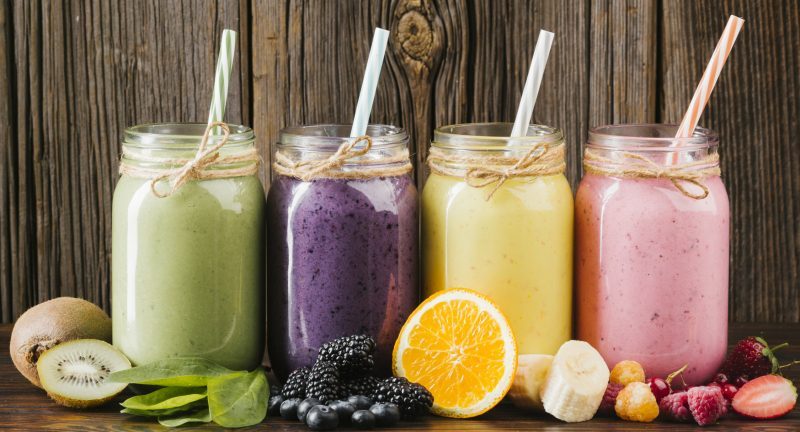 fruit smoothies mason jars