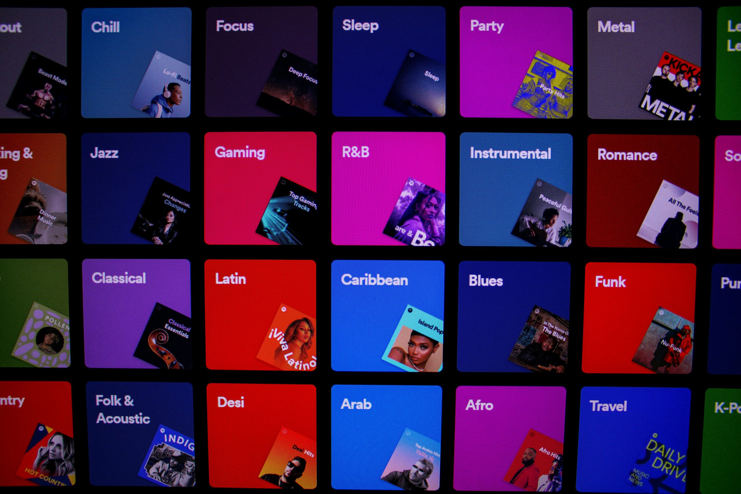 muziek genres playlist scherm