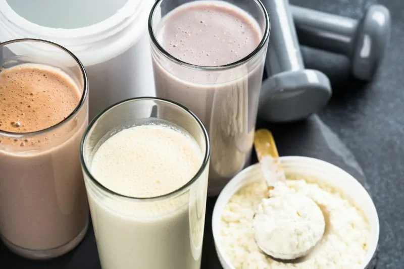 Eiwitshake drie proteine shakes kleur